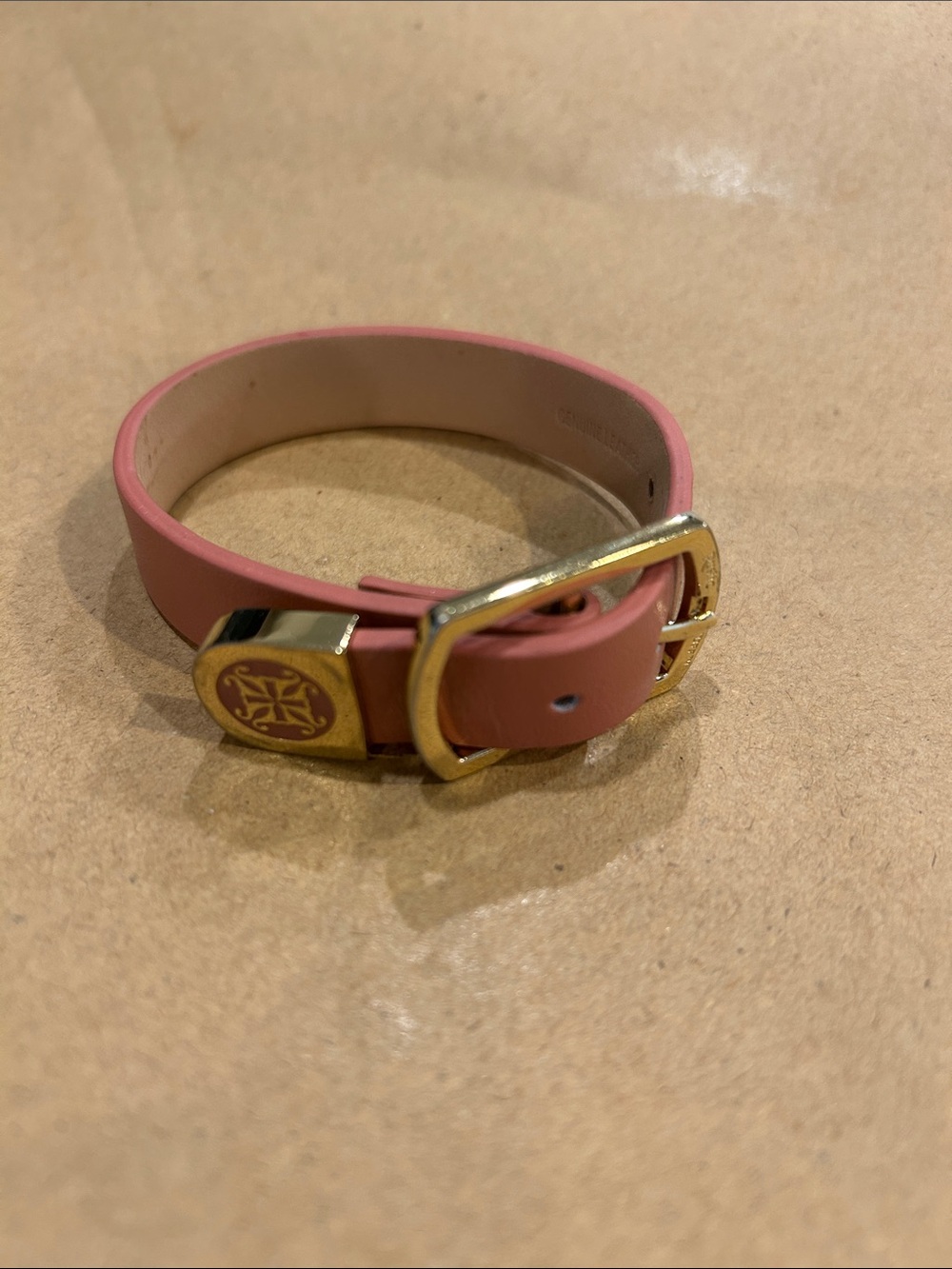 Rustic Cuff Pink Leather Bracelet with Gold Buckle